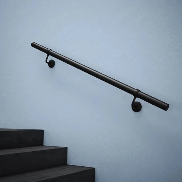 Forgeworks Matt Black Premium Modern Easy Install Indoor Stair Handrail Kit 1.2m Black Unisex