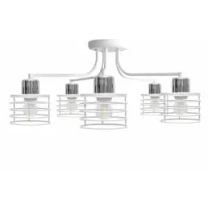 Helam Edison Multi Arm Semi Flush Ceiling Light White, Chrome 65cm