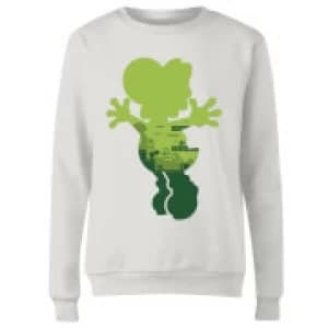 Nintendo Super Mario Yoshi Silhouette Womens Sweatshirt - White - L