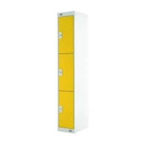 Three Compartment Locker D300mm Yellow Door MC00018