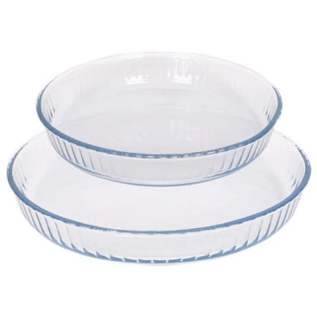 Argon Tableware 2Pc Optical Round Glass Oven Dish Set - 2 Sizes