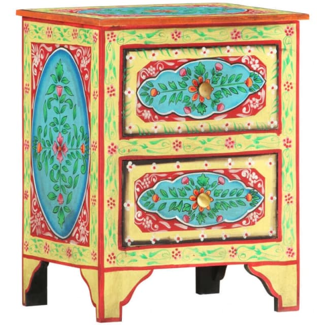 VIDAXL Hand Painted bedside Cabinet 40x30x50cm Solid Mango Wood Vidaxl 286158
