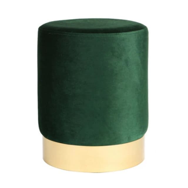 Harbour Housewares Velvet Pouffe - Round Luxe Living Room Bedroom Dressing Table Accent Footstool - 29 X 36Cm - Green