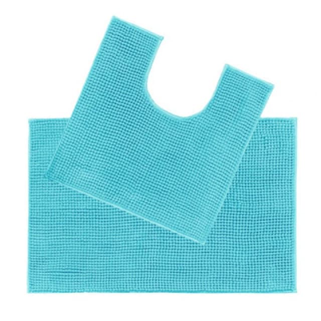 Allure Bath Fashions Supersoft Chenille Bobble Two Piece Bath & Pedestal Mat Set - Turquoise