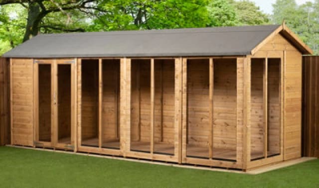 Empire Sheds Empire Apex Summerhouse 6X18 Dipped Treated Tongue And Groove Wooden Garden Shed Double Door (6' X 18' / 6ft X 18ft) (6X18)