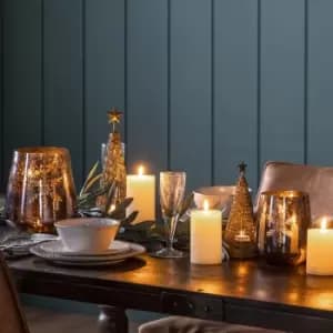 Crossland Grove Renton Tealight Holder Antique Gold 100x100x230mm