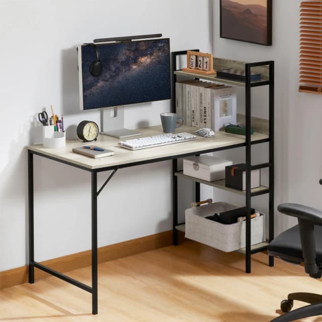 Lassic Vida Designs Brooklyn Computer Desk With 3 Shelves Grey unisex 3 Shelf