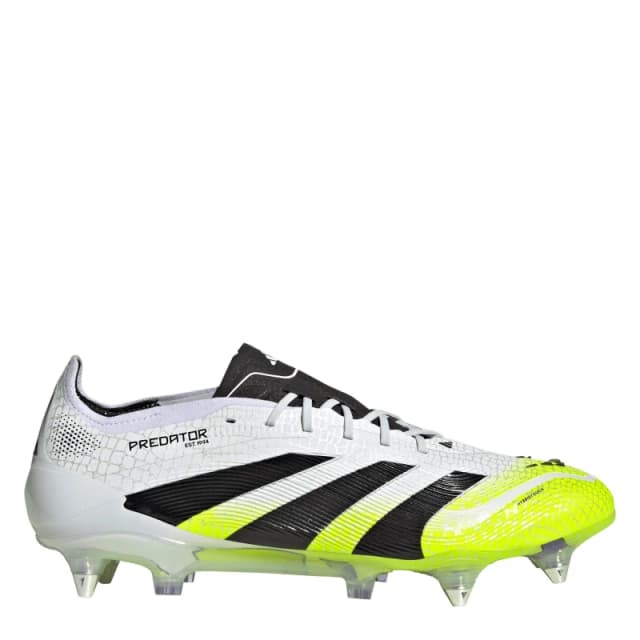 adidas Predator Elite Soft Ground Football Boots White/Blk/Lemon male 7 (40.7)