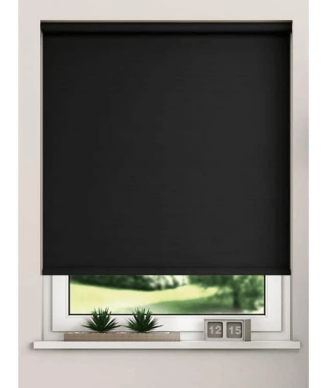 New Edge Blinds Thermal Blackout Roller Blinds 175cm Drop x Width 140cm Black Size: 120cm width x 175cm drop Black Unisex 120cm width x 175cm dr