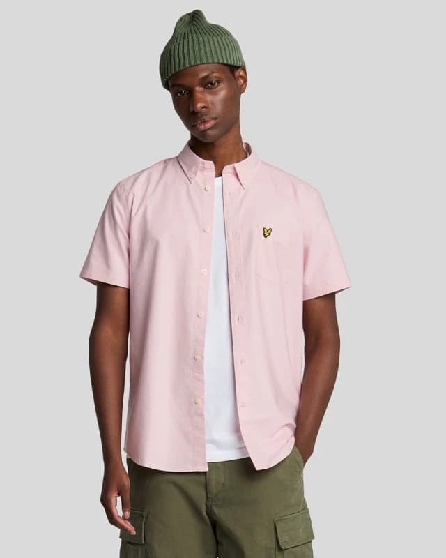 Lyle & Scott Mens Short Sleeve Oxford Shirt in Pink