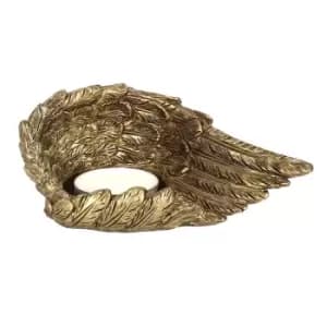 Gold Lowered Single Angel Wing Candle Holder
