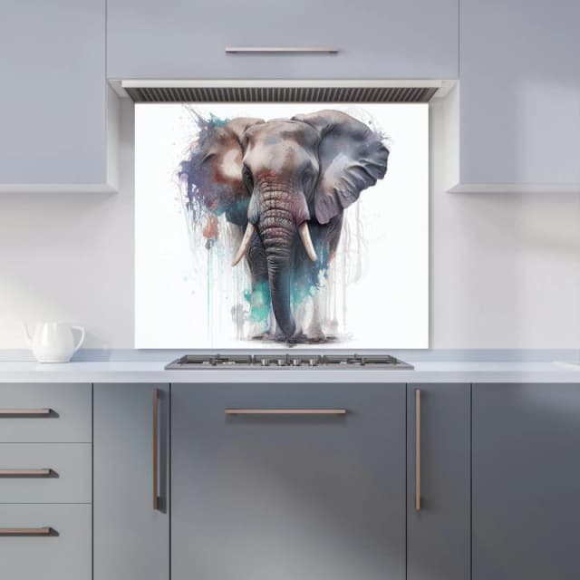 Warren Reed - Designer Elephant Splashart Kitchen Splashback in Yellow Size: 600mm x 750mm Yellow Unisex 600mm x 750mm
