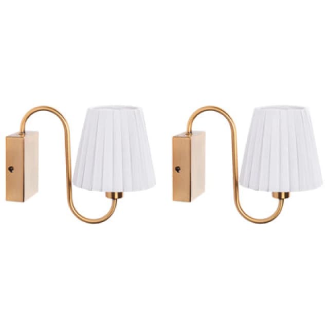 Beliani Set Of 2 Wall Lamps Tolka Metal White