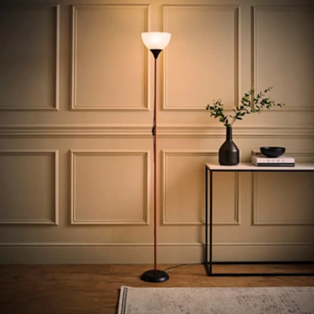 ValueLights ValueLights Dalby Stem Uplighter Floor Lamp with Frosted Glass Shade with LED Bulb in Copper Copper One Size Unisex 5059406013072