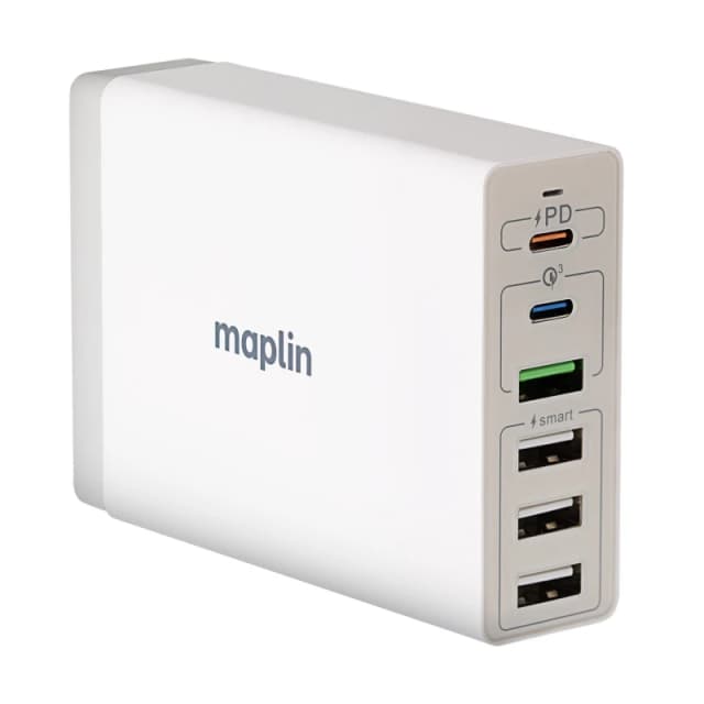 Maplin 6 Port USB Charging Station 65W 2x USB-C PD QC3.0 4x USB-A 1.5m