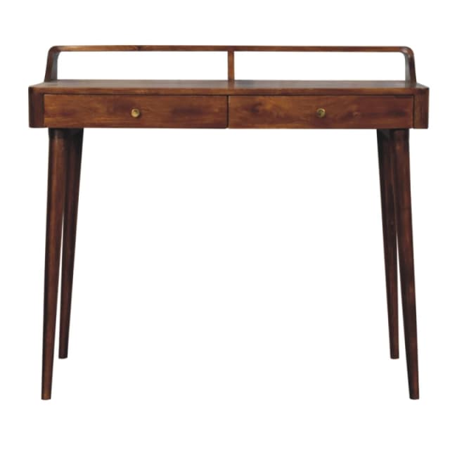 Artisan Furniture Artisan Furniture Solid Wood Elevated Chestnut Console Table, 2 Drawers, Dark Brown
