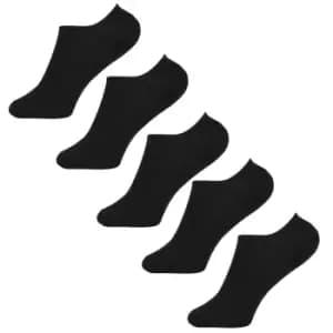 Childrens Girls Cotton Rich Invisible Socks (5 Pairs) (12.5-3.5 Child UK) (Black)