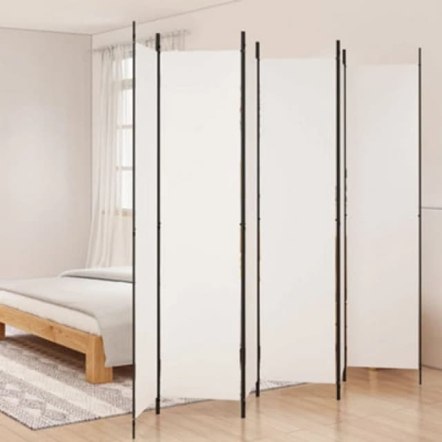 Vidaxl 6-panel Room Divider White 300X220 Cm Fabric, White 350206