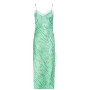 Daisy Street Satin Slip Dress - Green