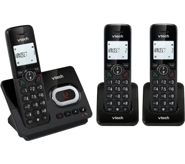 VTECH CS2052 Cordless Phone - Triple Handsets, Black 4897027125740