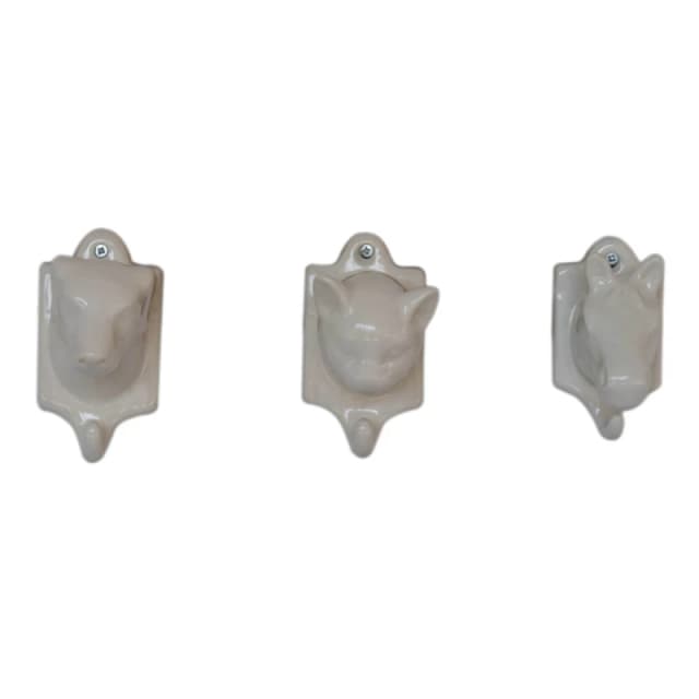 Artisan Furniture Artisan Furniture Wall Decor - Assorted Animal Wall Hooks Set of 3, White