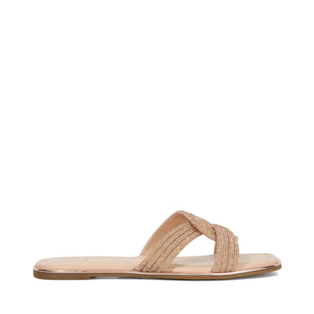 Dune London Womens Lavenham Flat Sandals Rose Gold female 4 (37)