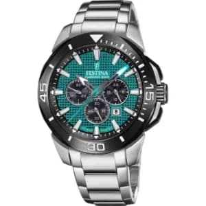 Festina F20641-3 Mens Green Chrono Bike Steel Bracelet Wristwatc