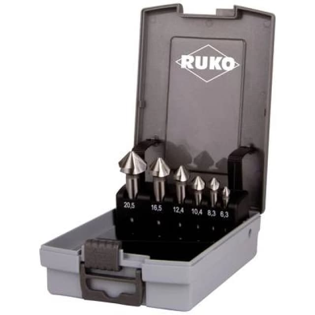 RUKO RUKO 102152ERO Countersink set 6 Piece 6.3 mm, 8.3 mm, 10.4 mm, 12.4 mm, 16.5 mm, 20.5mm HSSE-Co 5 Cylinder shank 1 Set 102152ERO