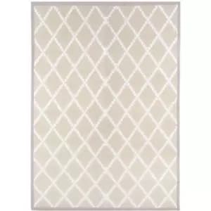Criss Cross Lightweight Waterproof Indoor/Outdoor Rug 170x120cm - Beige, White / Criss Cross - Charles Bentley