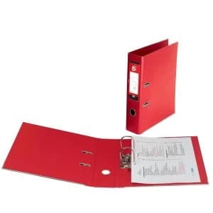 5 Star Lever Arch File PVC Spine 70mm Foolscap Red Pack 10