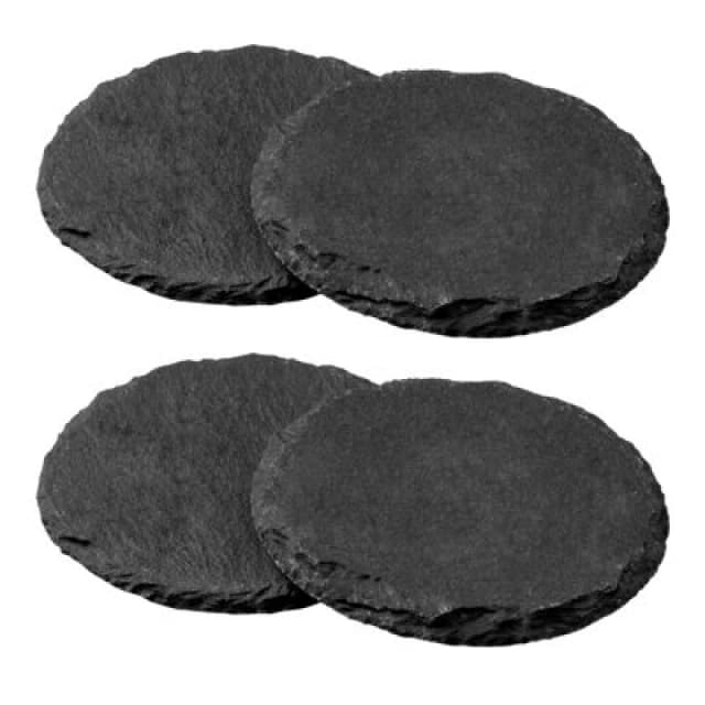 Premier Housewares Set Of Four Slate Round Coasters Grey