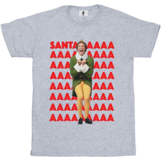 Elf Elf Men Buddy Santa Scream T-Shirt in Grey Size: Small Grey S Male 5057736051085