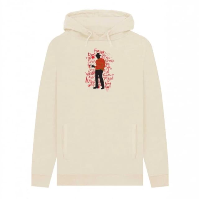 A Nightmare On Elm Street Mens Freddy Krueger Hoodie in Ecru Size: Small Ecru Male S