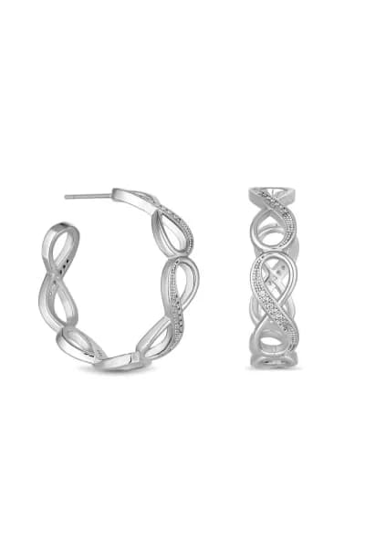 Rhodium Plated Infinity Hoop Earrings