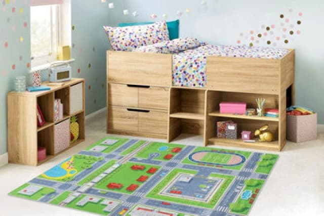 RugsX Bambino 2624 Washing Carpet City, Streets For Children Anti Slip - Green / Grey 80X150 Cm