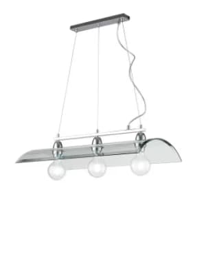 3 Light Straight Bar Pendant Ceiling Light Transparent Glass 77x16.7cm