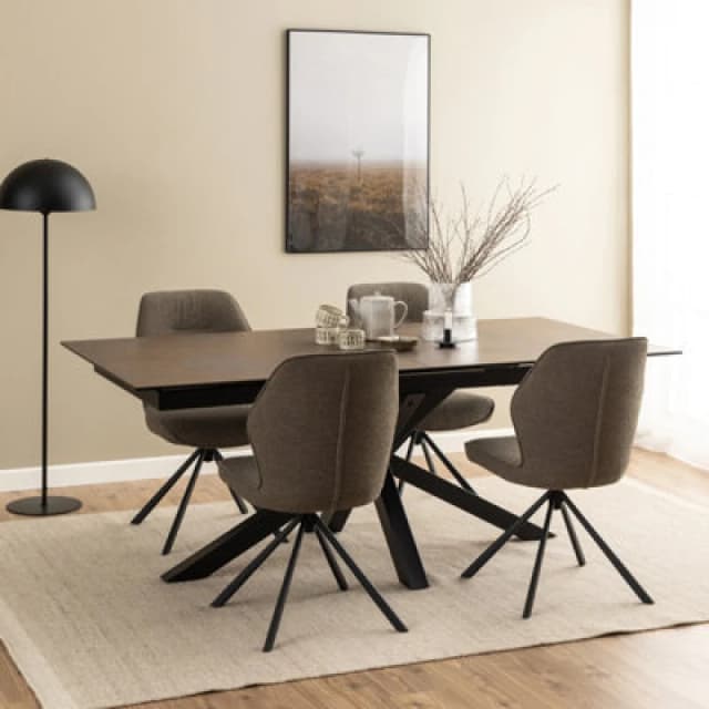 Furniture To Go Heaven Extendable Dining Table With Ceramic Rusty Brown (L) 240Cm Seats Up To 6