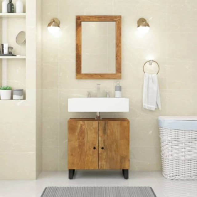 Vidaxl Sink Cabinet 62X33X58cm Solid Wood Mango And Engineered Wood