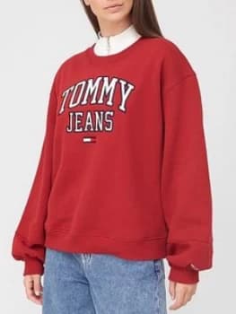 Tommy Jeans Collegiate Logo Crew Top - Burgundy