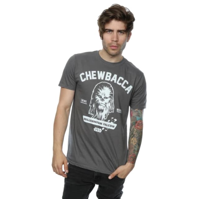 Star Wars Star Wars Men Collegiate Chewbacca Heather T-Shirt in Mid Grey Size: Small Mid Grey S Male 5057068081477