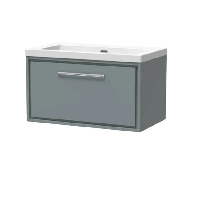 Balterley Bathroom 1 Soft Close Drawer Wall Hung Fireclay Basin, Grey, 800mm in Grey Grey Unisex