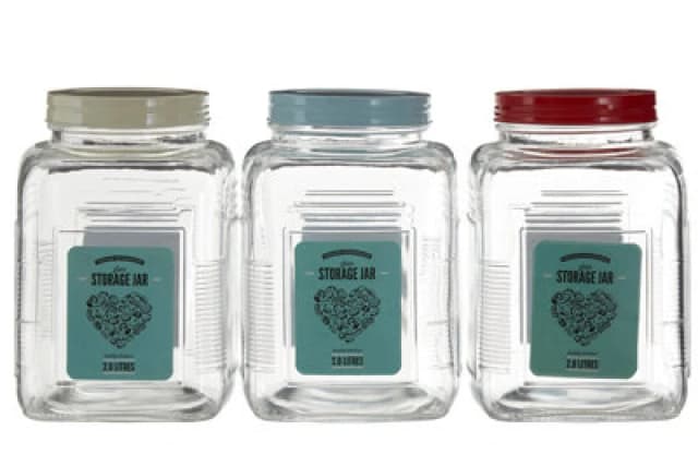 Premier Housewares luca Luca Assorted Square Clear Glass Large Storage Jar Multi