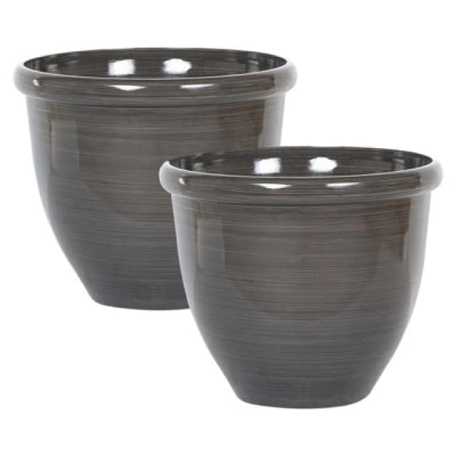 Beliani Set Of 2 Plant Pots Tesalia 44cm Brown