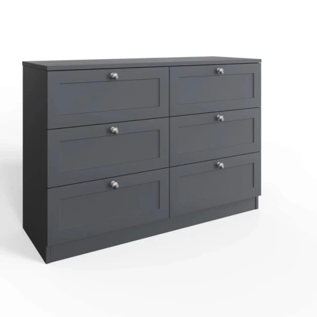 FWStyle FWStyle Dark Matt Grey 6 Drawer Chest Of Drawers Grey One Size Unisex 5056413129284