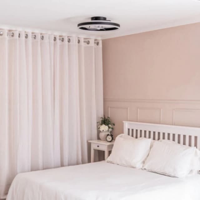 ValueLights Integrated LED Ceiling Fan with Remote Control, Clear Blades, Timer and 3 Speed Functions - Circle Design Black