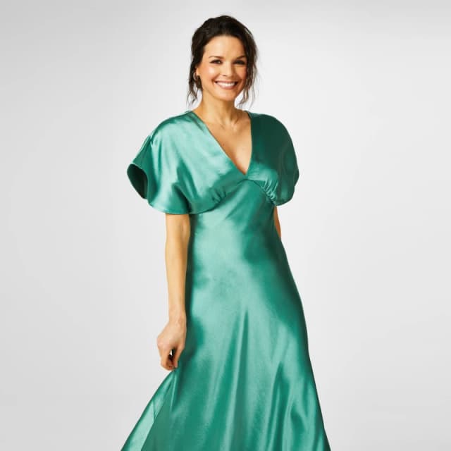 Biba Biba Satin Maxi Dress - Green Green 8