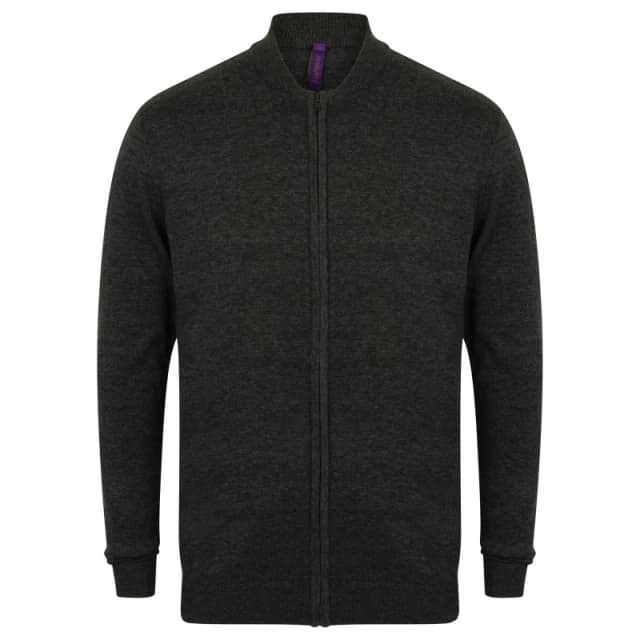 Henbury Mens Knitted Bomber Jacket in Grey Size: XS Grey Male XS