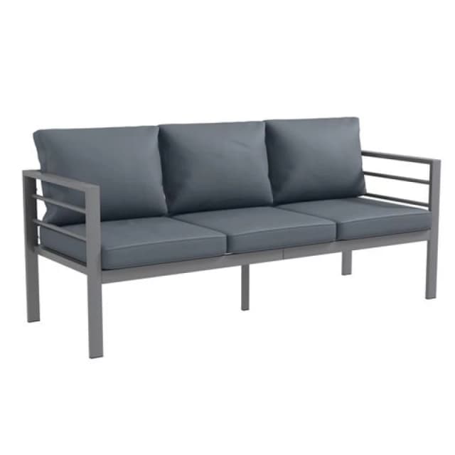 Outsunny 3-Seater Aluminium Frame Garden Bench with Cushions, Backrest & Armrest, Grey Grey