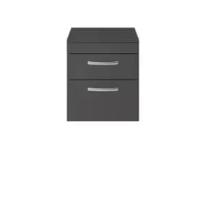 Nuie Athena 500 Wall Hung 2-drawer Vanity & Worktop - Gloss Grey