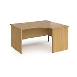 Dams International Right Hand Ergonomic Desk with Oak Coloured MFC Top and Graphite Panel Ends and Silver Frame Corner Post Legs Contract 25 1400 x 12